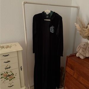 Harry Potter Black Slytherin Velour Robe with Hood